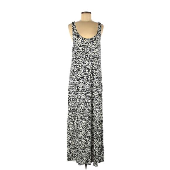 H&M Navy White Maxi Dress Medium Relaxed Coastal Chic Layering Minimalist Soft - Picture 2 of 6